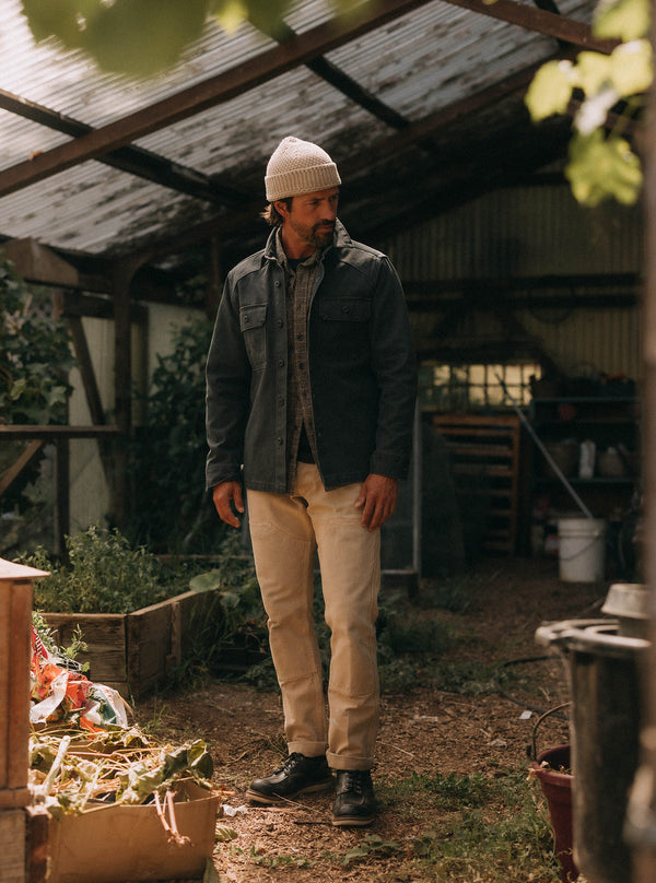 Model standing on a farm