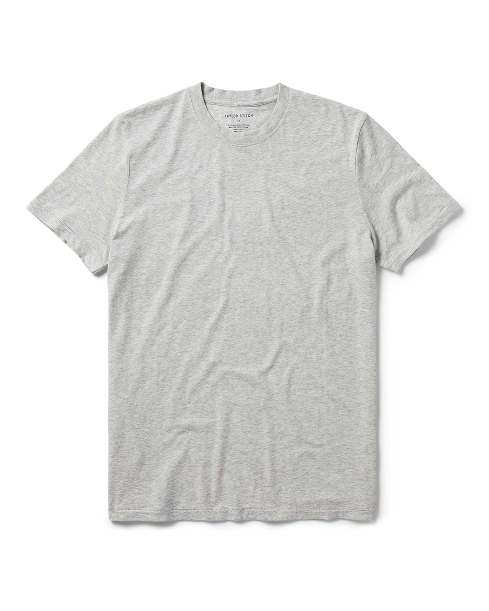 flatlay of The Cotton Hemp Tee in Heather Grey, Knits by Taylor Stitch