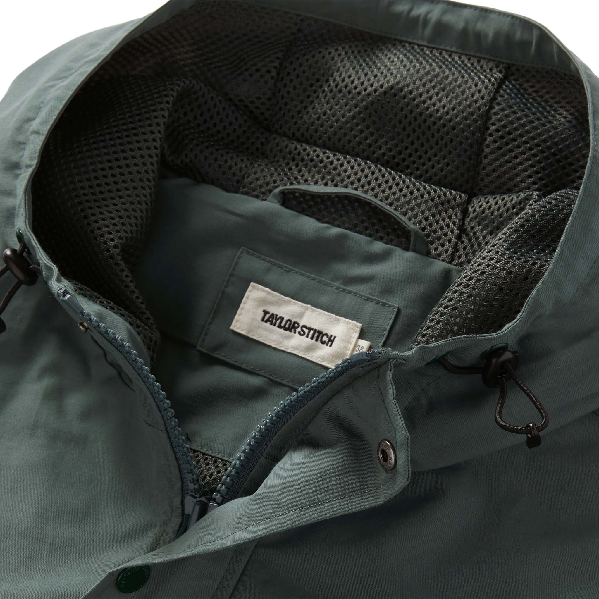 material shot of the collar on The Chapman Jacket in Sea Green Sixty Forty, Outerwear by Taylor Stitch
