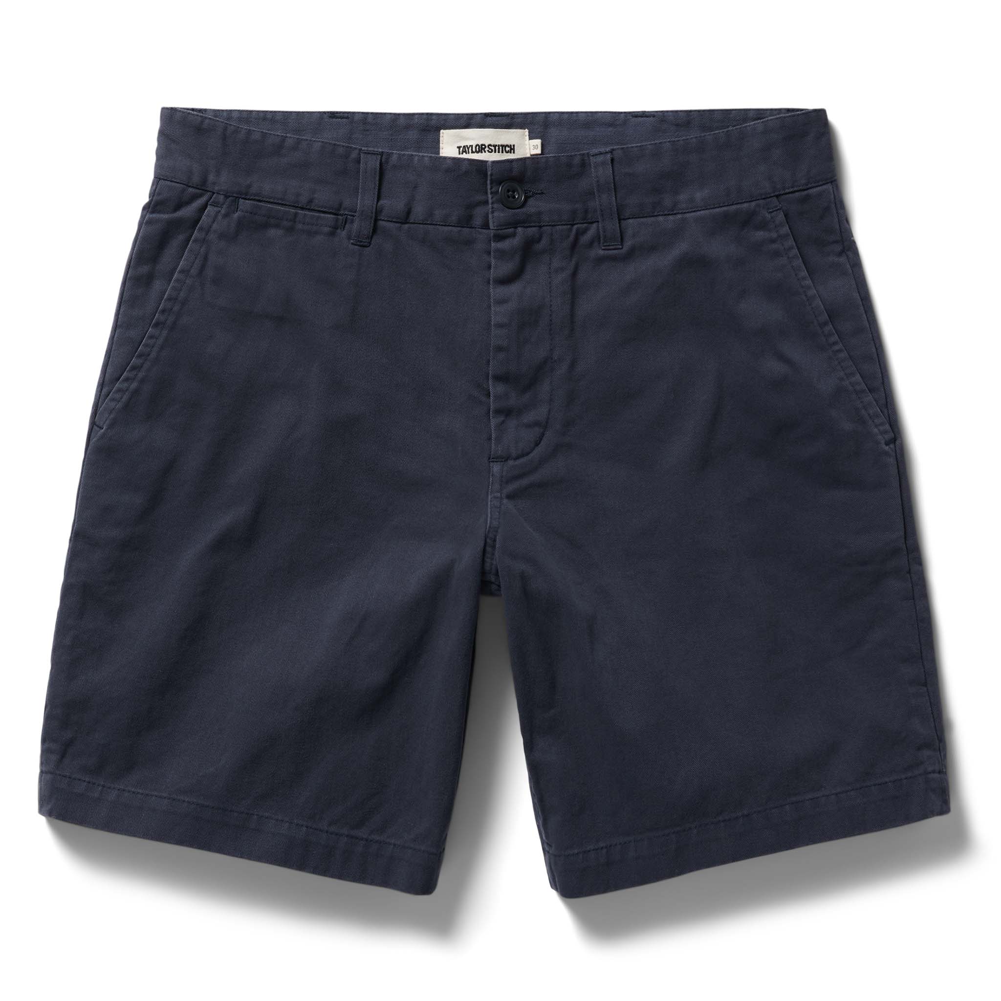 flatlay of The Foundation Short in Organic Marine, Bottoms by Taylor Stitch