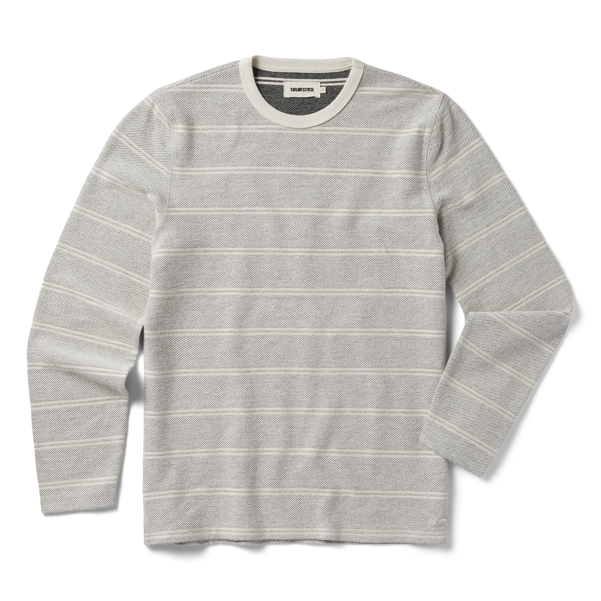 flatlay of The Morgan Crewneck in Ash Stripe, Knits by Taylor Stitch