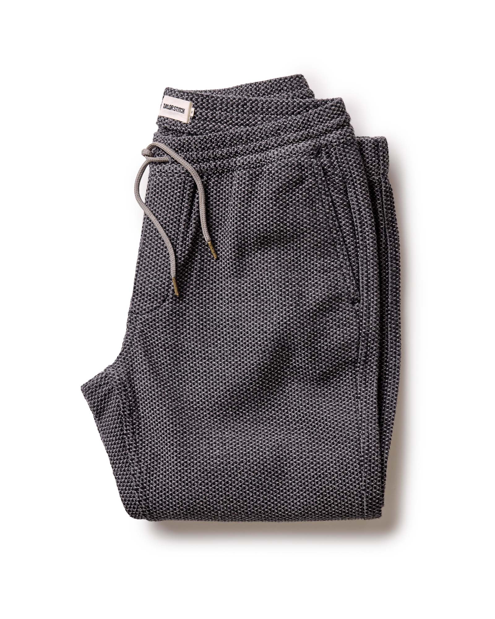 folded flatlay of the apres pant in charcoal sashiko, Bottoms by Taylor Stitch