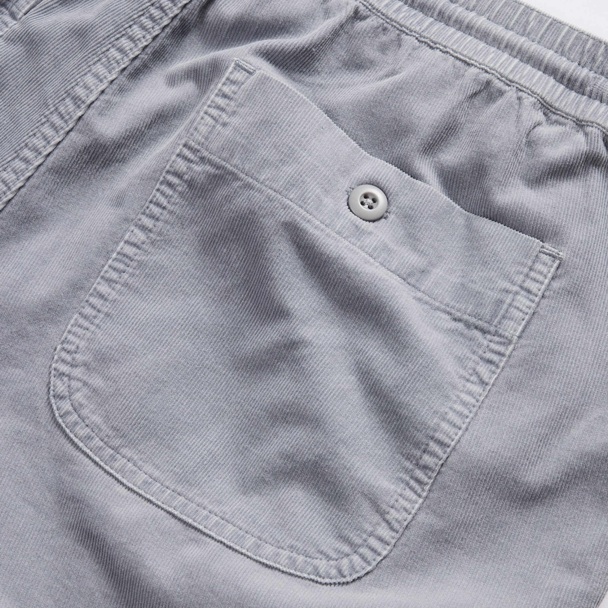 material shot of the back pocket on The Apres Short in Tradewinds Micro Cord, Bottoms by Taylor Stitch