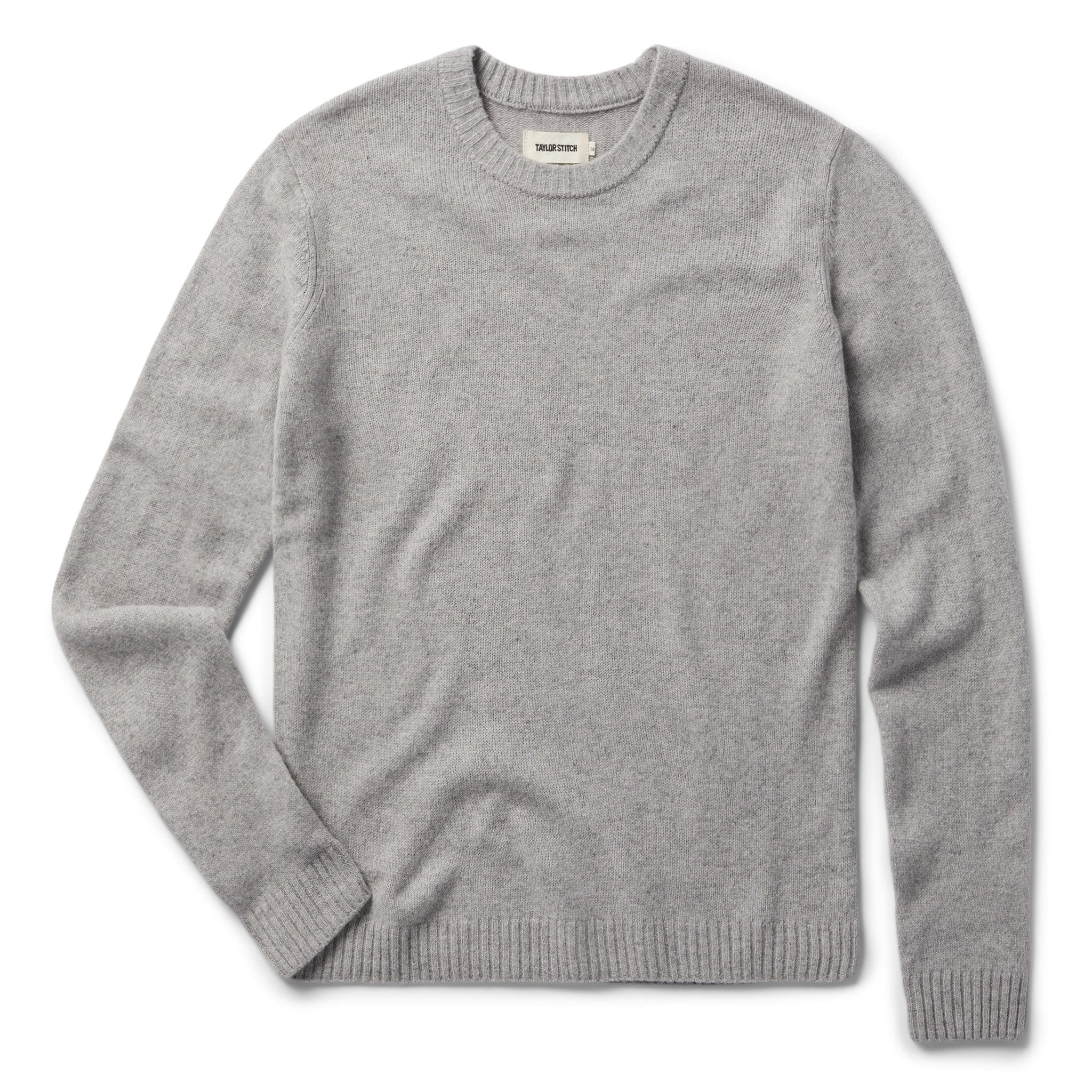 flatlay of The Lodge Sweater in Heather Grey, Knits by Taylor Stitch