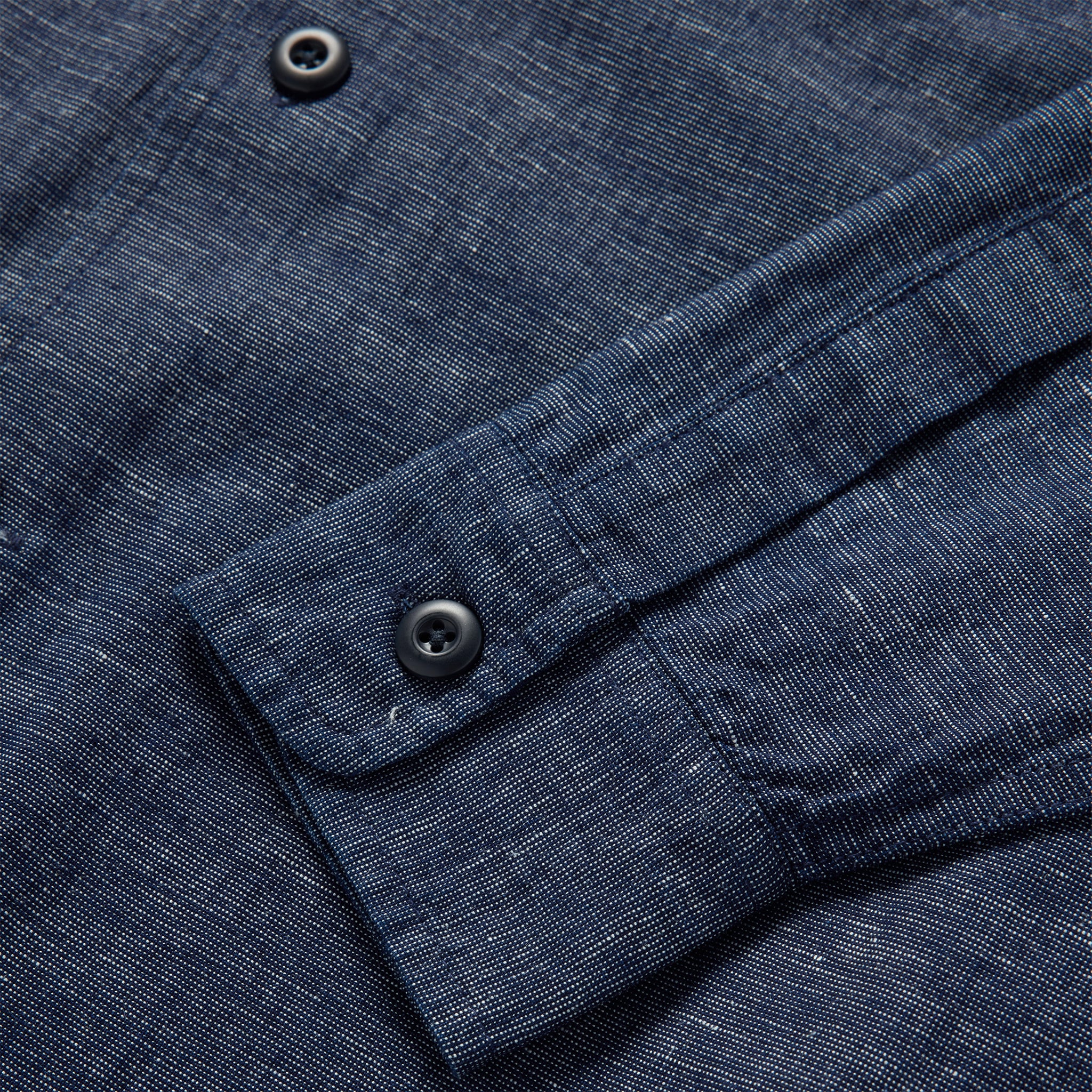 material shot of the cuffs on The Point Shirt in Indigo Slub, Wovens by Taylor Stitch