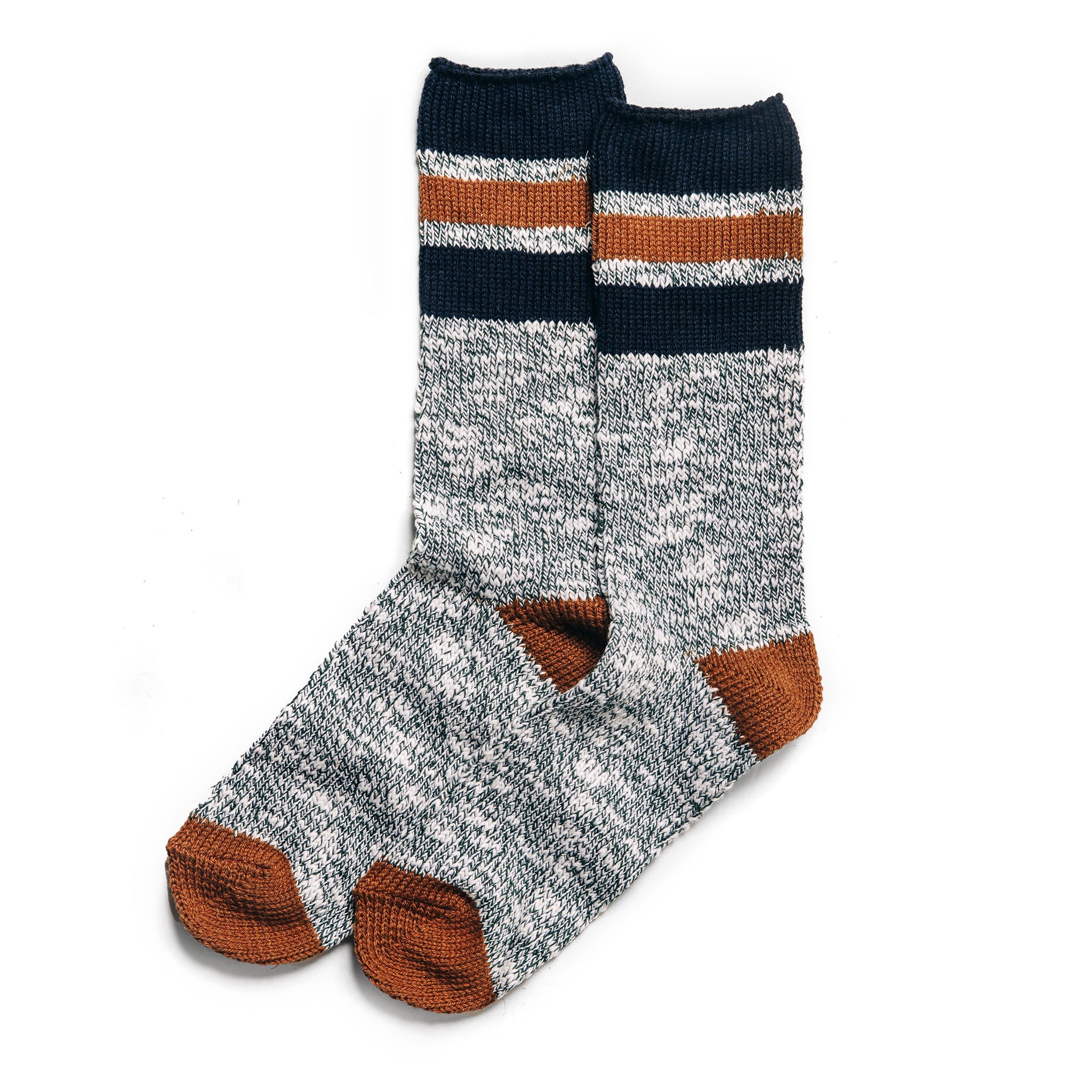flatlay of The Camp Sock in Heather Olive, Accessories by Taylor Stitch