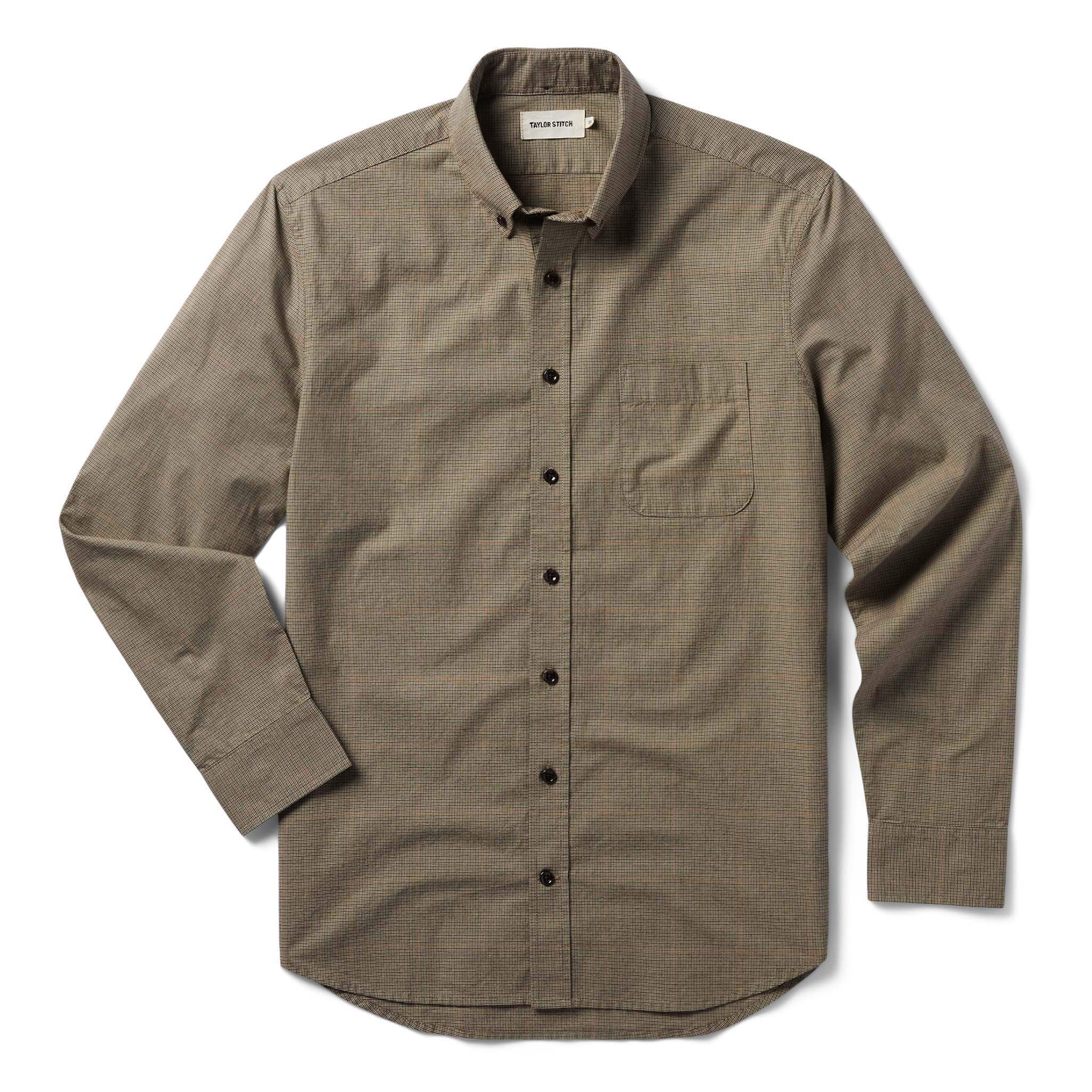 flatlay of The Jack in Khaki Houndstooth Check, Wovens by Taylor Stitch