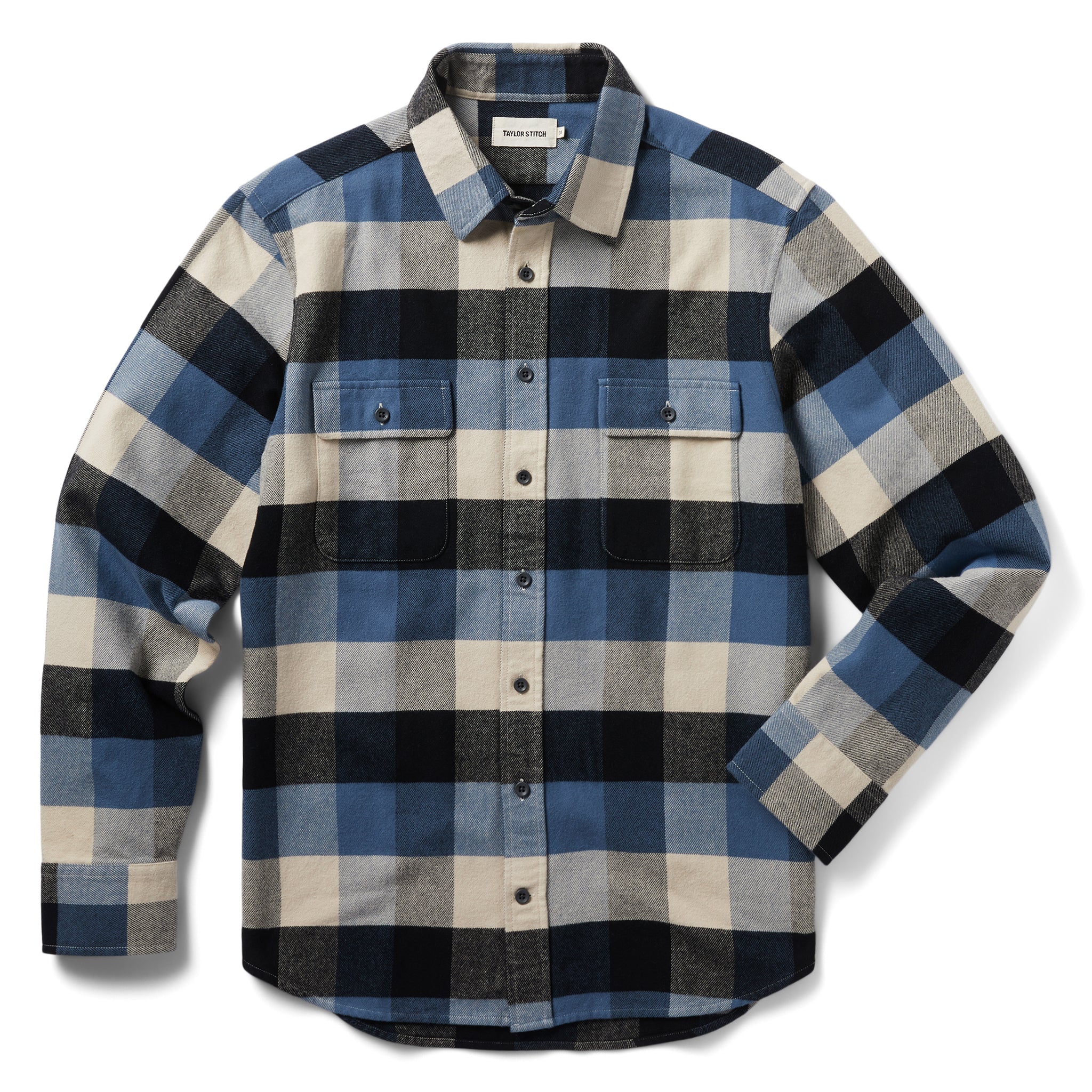 flatlay of The Yosemite Shirt in Icicle Check, shown in full, Wovens by Taylor Stitch